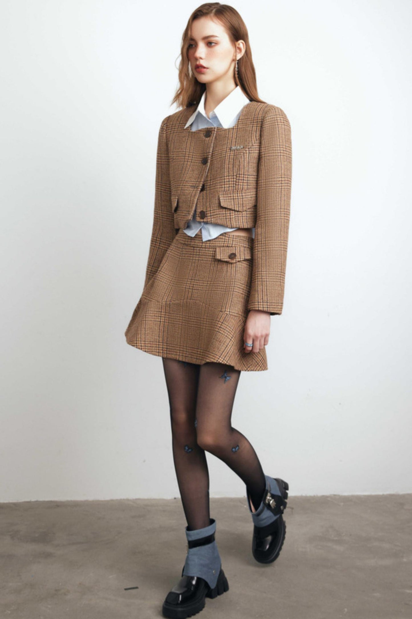 Brown Checked Tweed Jacket