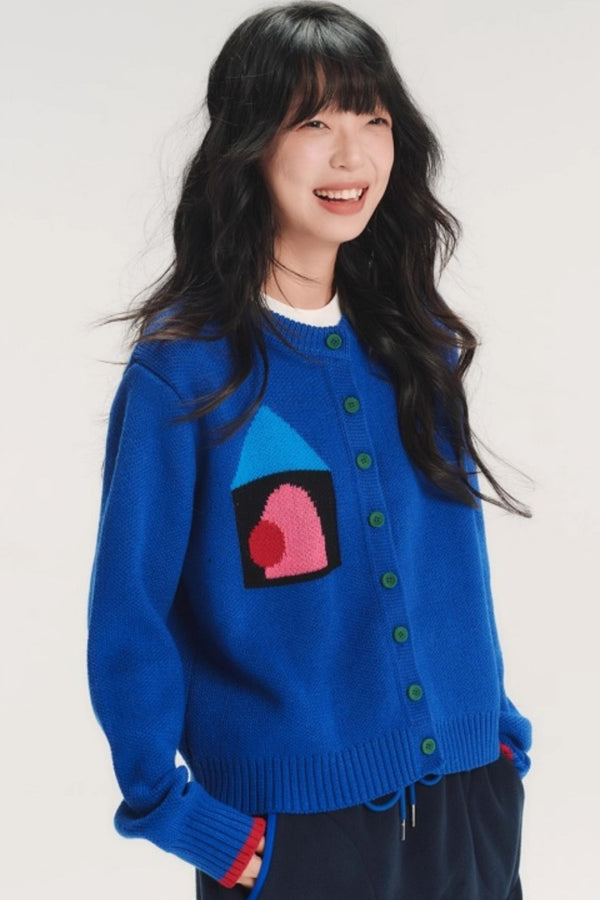 Colorful Jacquard Knitted Cardigan