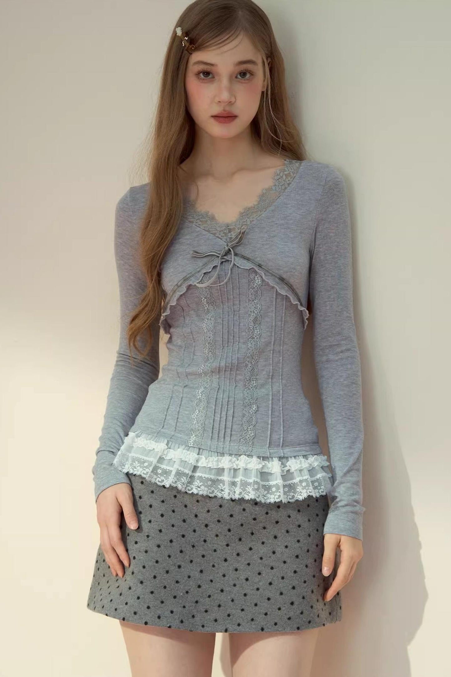 텐셀 울 레이스 긴팔 티셔츠