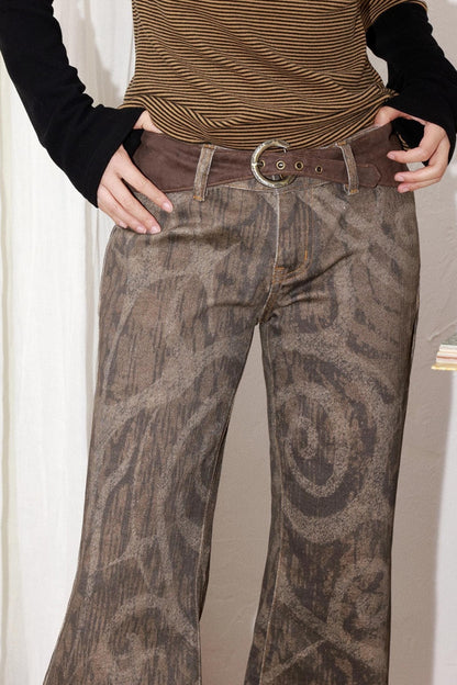 Tree Shadow Flared Denim Pants