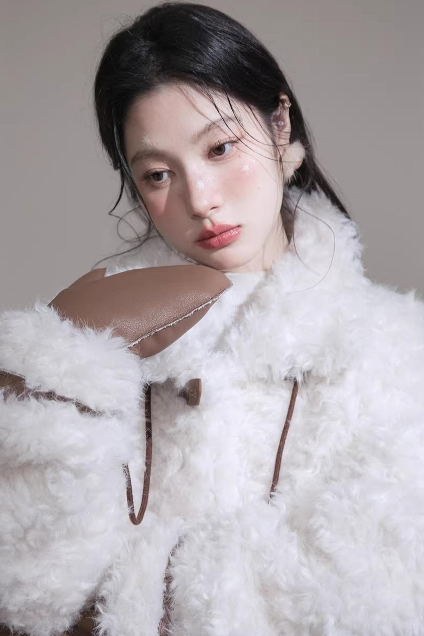Velvet Curly Fur Coat Set