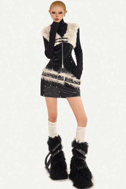 Hochgeschlossenes Strickoberteil