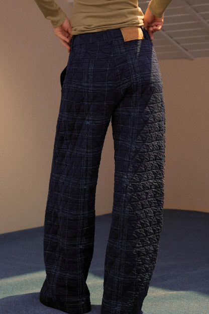 Vintage Plaid Quilted Pants
