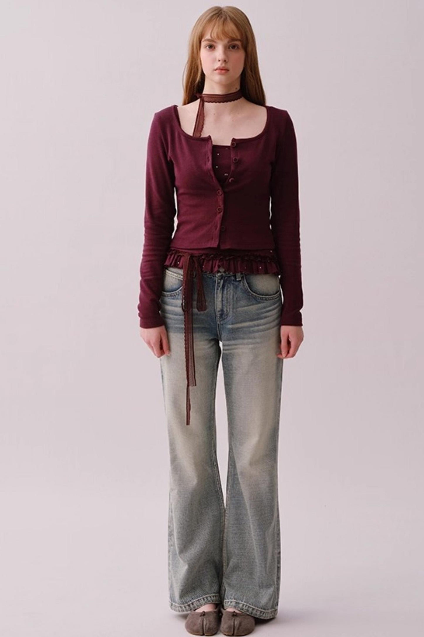 Retro Polka Dot Lace Cardigan Set