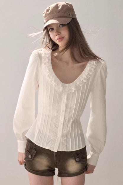 Puff Sleeve V-Neck Blouse