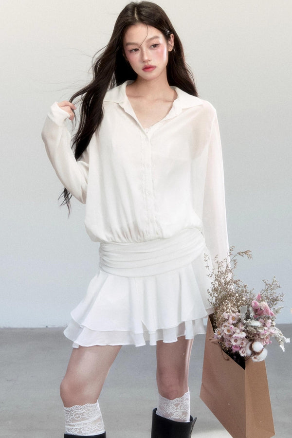 Cherry Blossom Waist Ruffle Dress