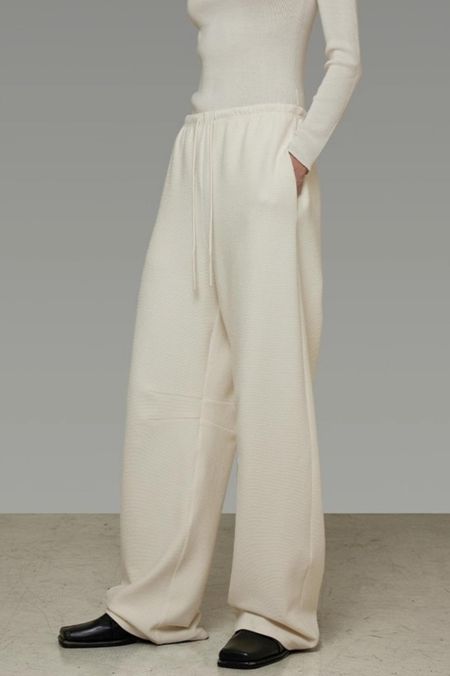 Slimming Drape Straight Wide-Leg Pants