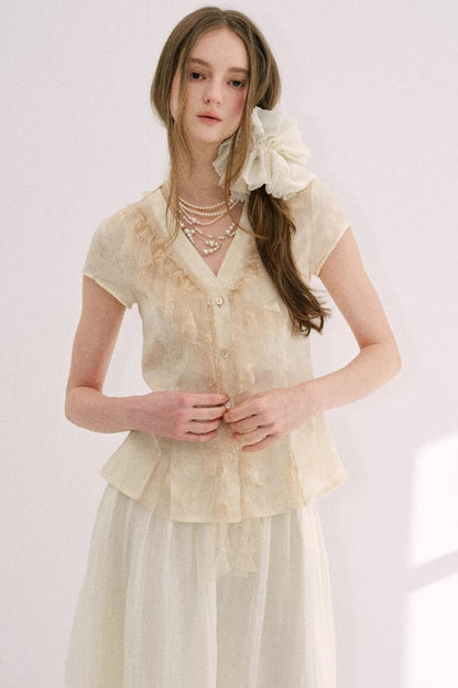 Misty Gray Lace A-Line Top