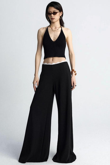 Summer Lace Draped Wide-Leg Pants