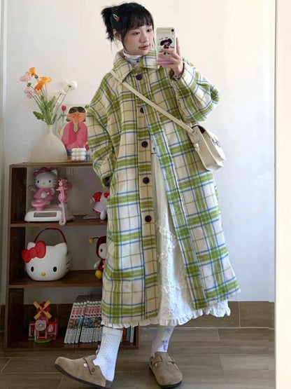 Long Sandwich Warm Tweed Coat