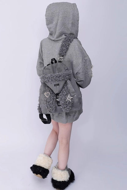 Cute Furry Rabbit Ears Backpack