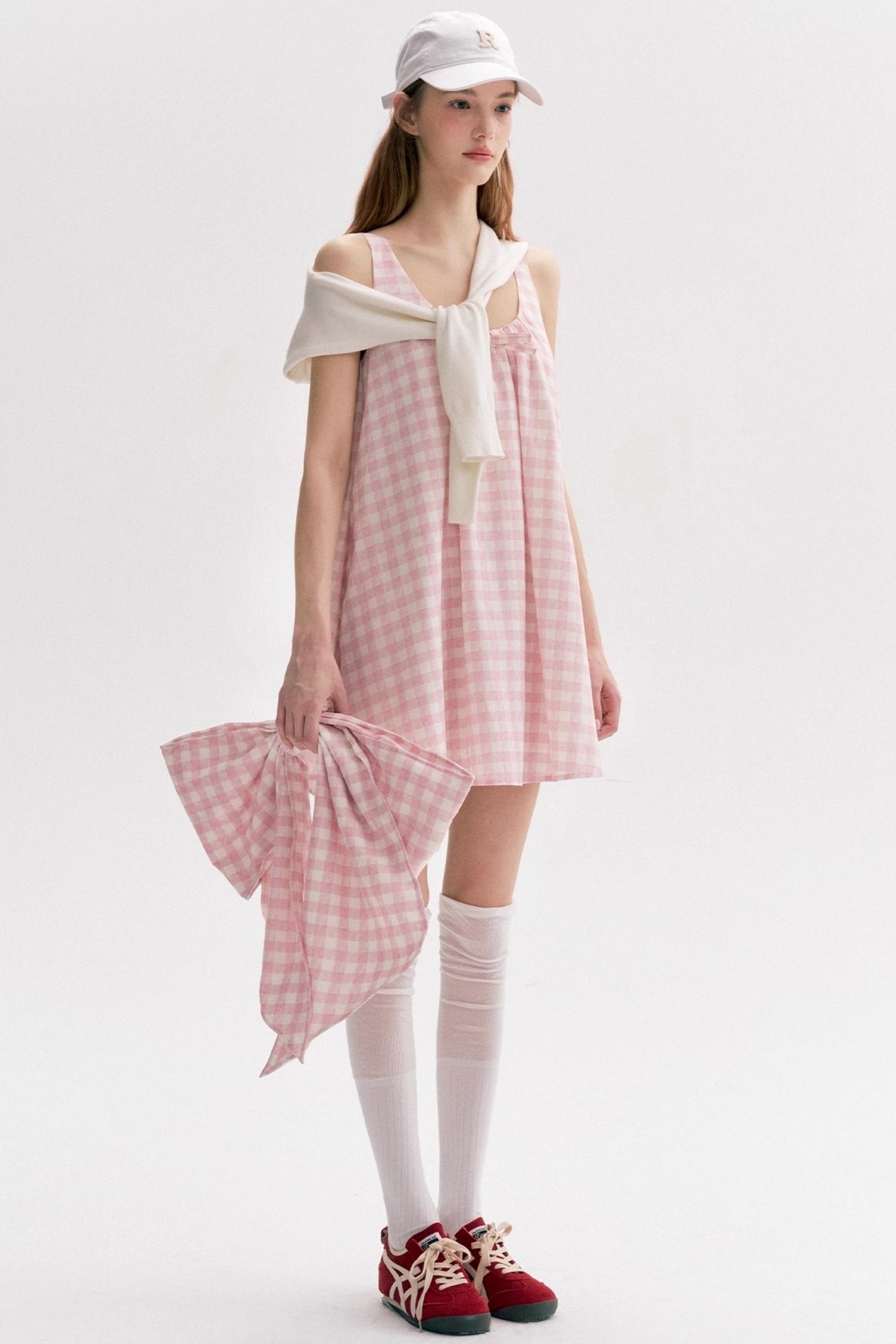 Custom Pink Plaid Pleated Short Dress