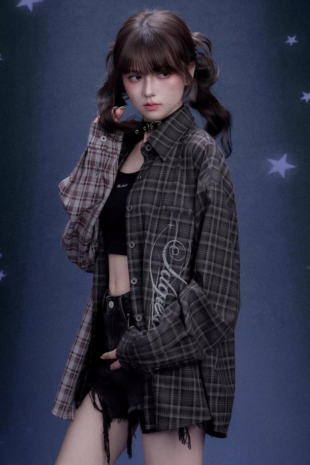 Karo Asymmetrische Patchwork-Jacke
