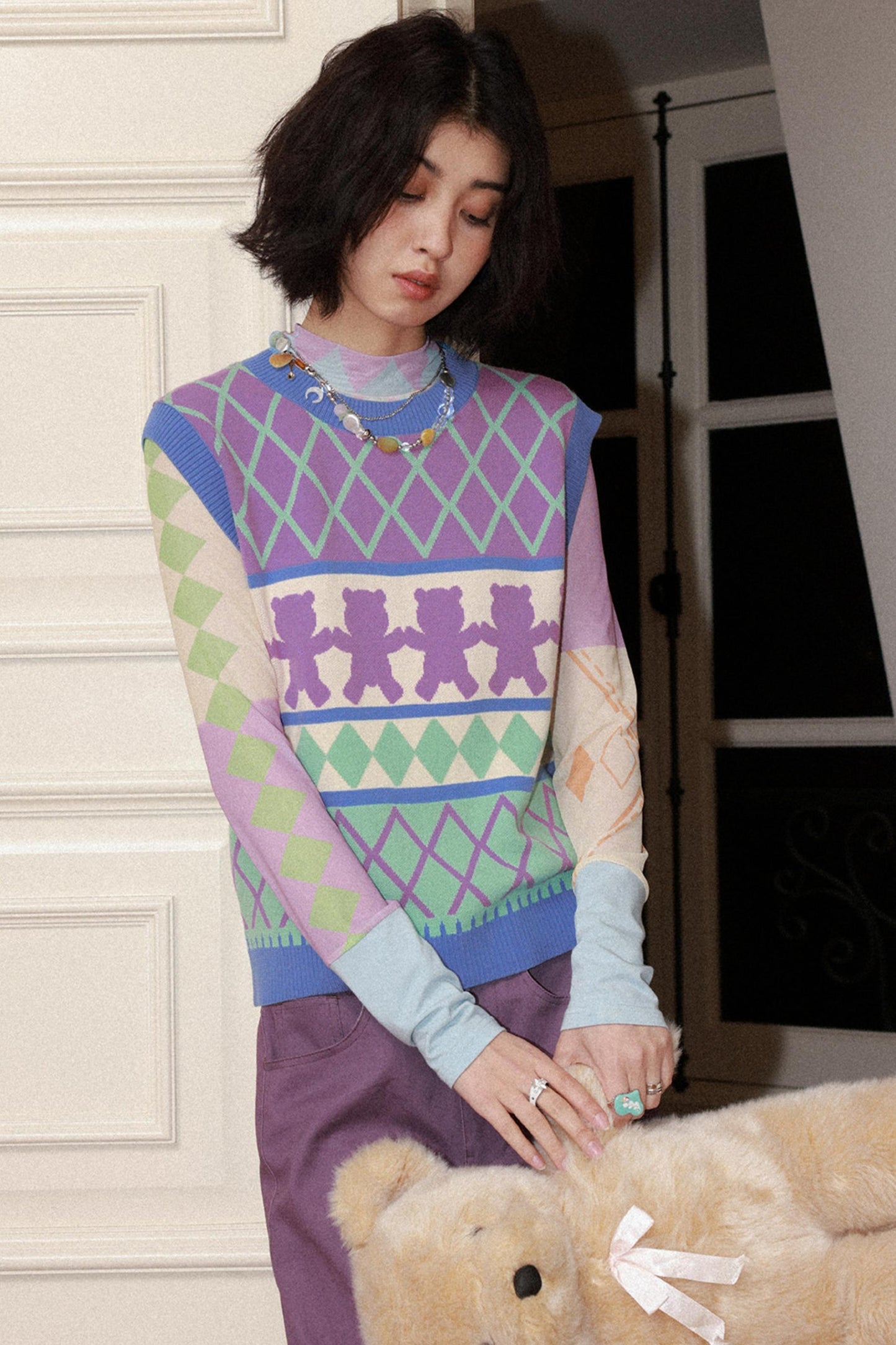 Retro Waffle Knit Vest