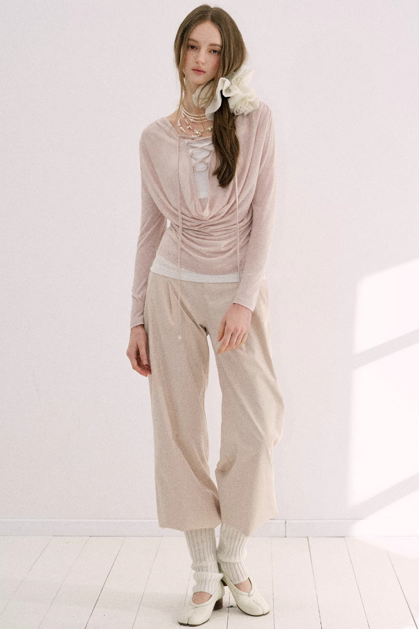 Nude Pink Lyocell Blouse Set-Up