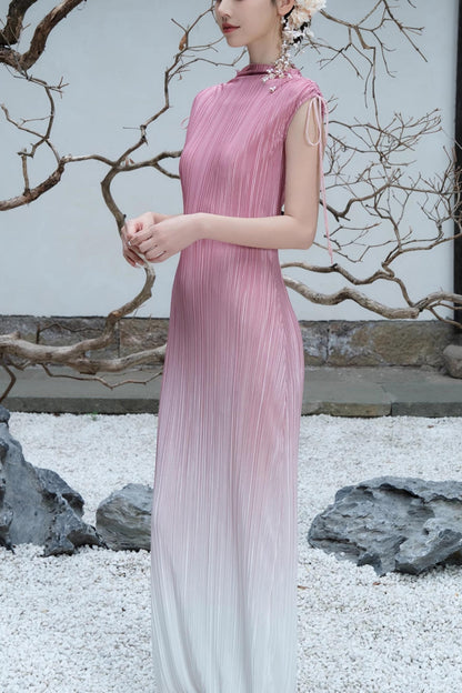 Summer Pink Pleated Dress