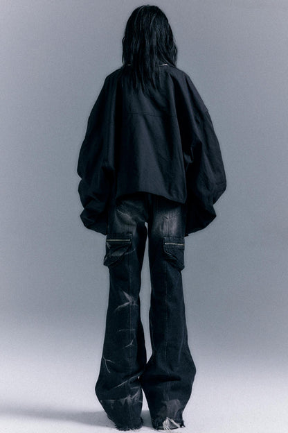 Vintage Studded Denim Flared Pants