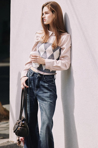 Dark Blue Vintage Whiskered Pants