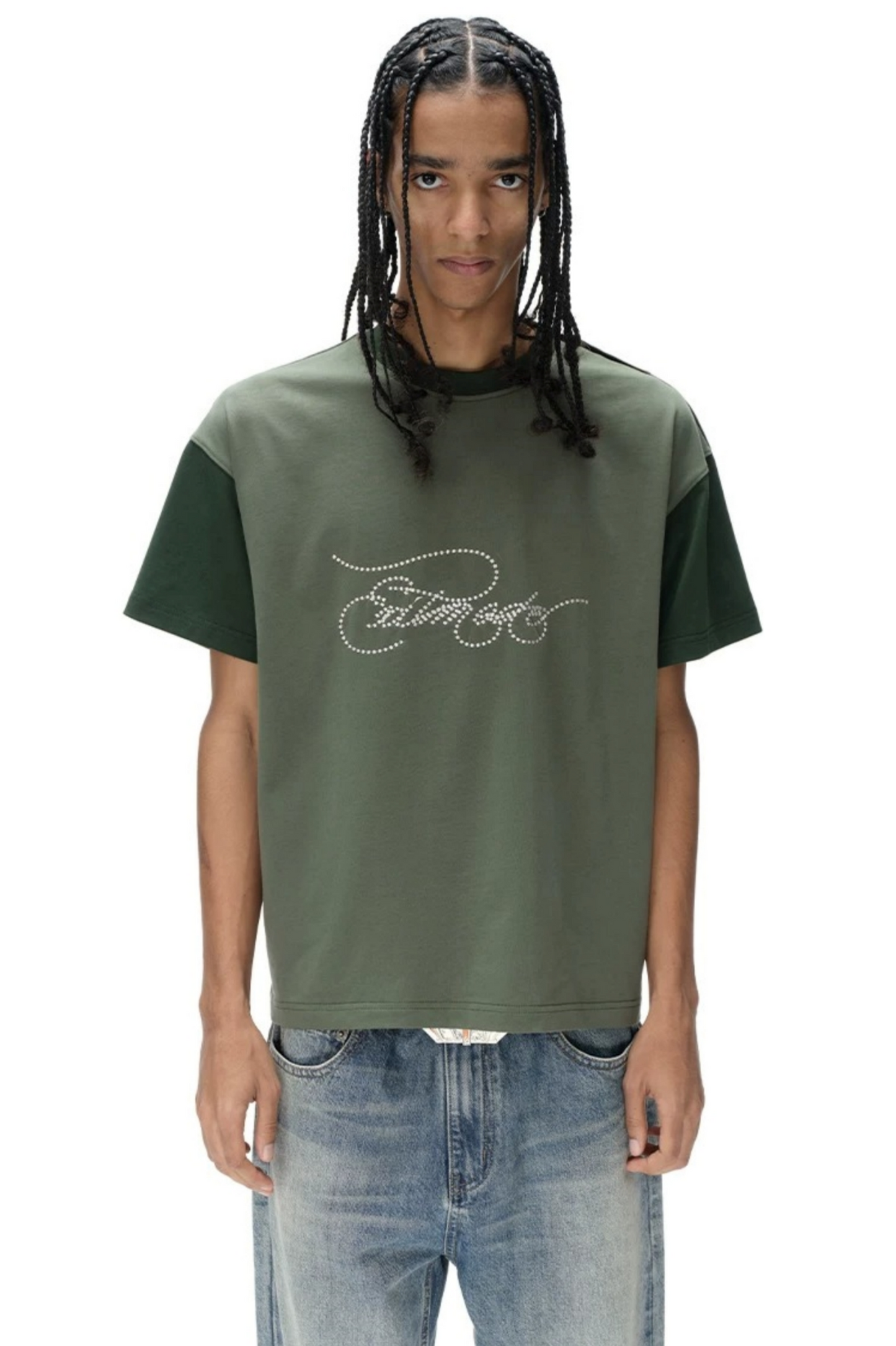 Exitmode Retro Distressed Floral Embroidery T-Shirt