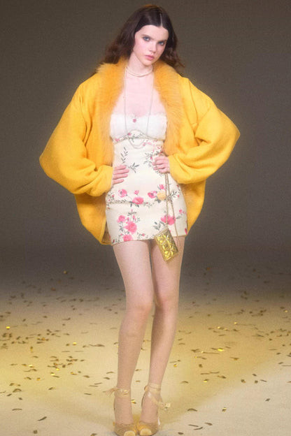 프린트 울 튜브 원피스 세트