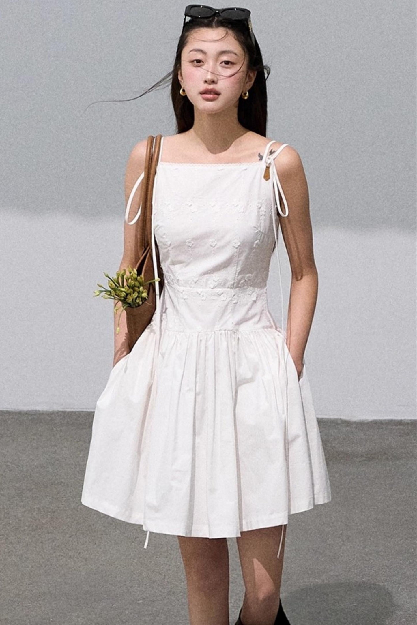 Three-Dimensional Embroidered Sleeveless Dress