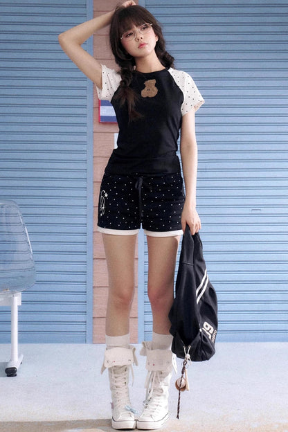 Playful Polka Dot Peplum Shorts