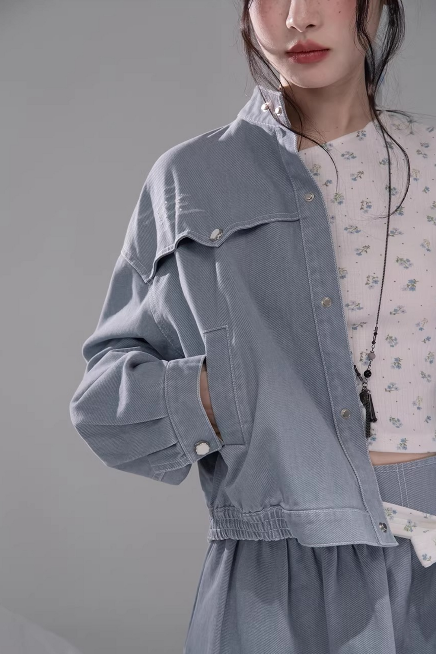 Distressed Rock Denim Jacket Set-Up