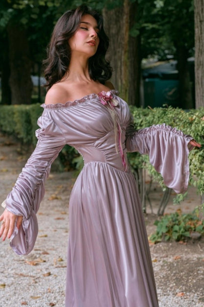 Satin Parthenon One-Shoulder Dress