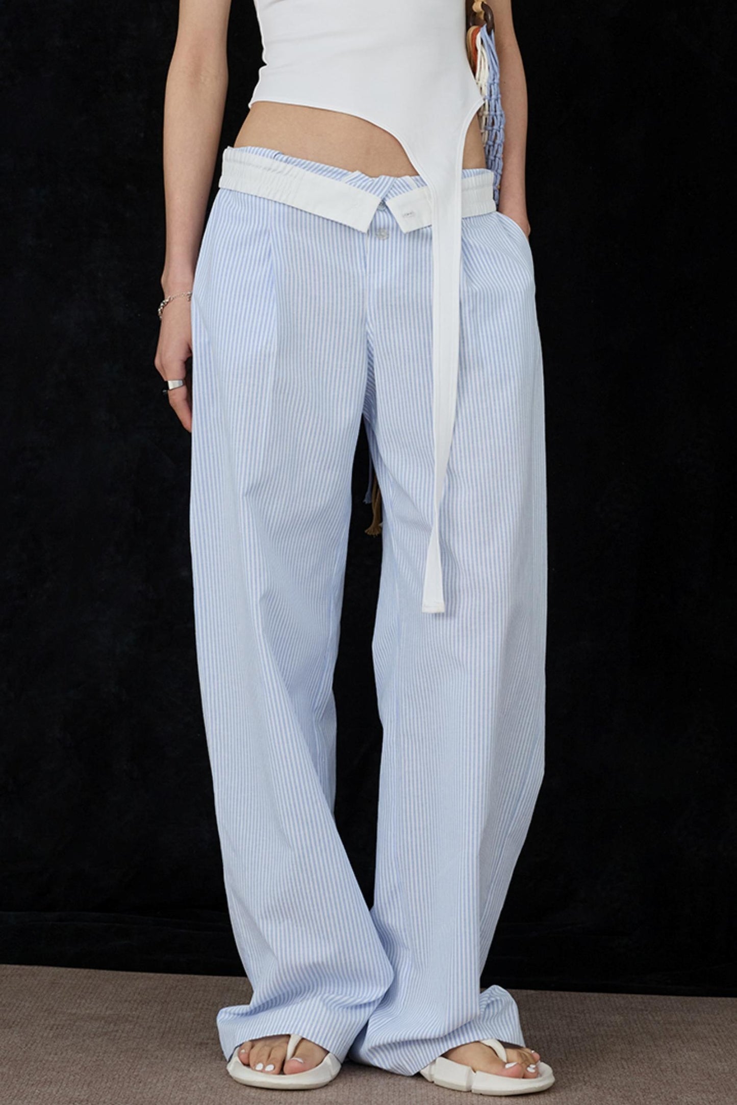 Blue Wide-Leg Pants