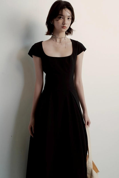 Cocoon Pleated Black Dress