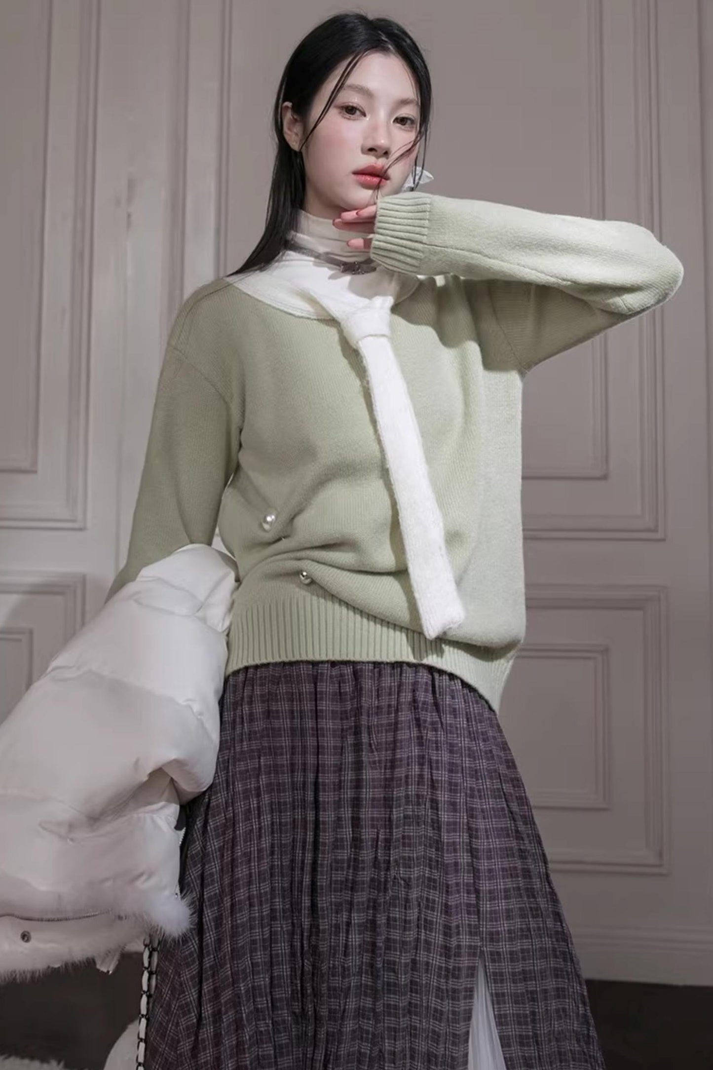 Winter-Woll-Farbblock-Pullover