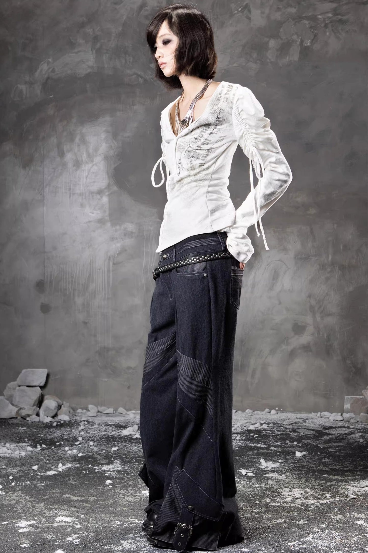 Retro-Denimhose mit weitem Bein