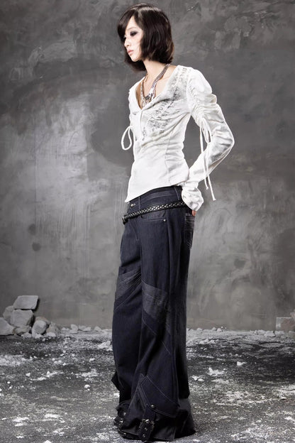 Retro-Denimhose mit weitem Bein
