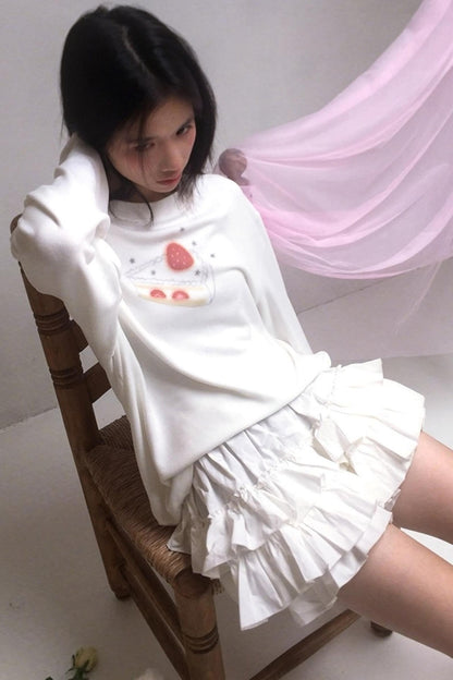 Everyday Birthday Cake Print Long Sleeve Top