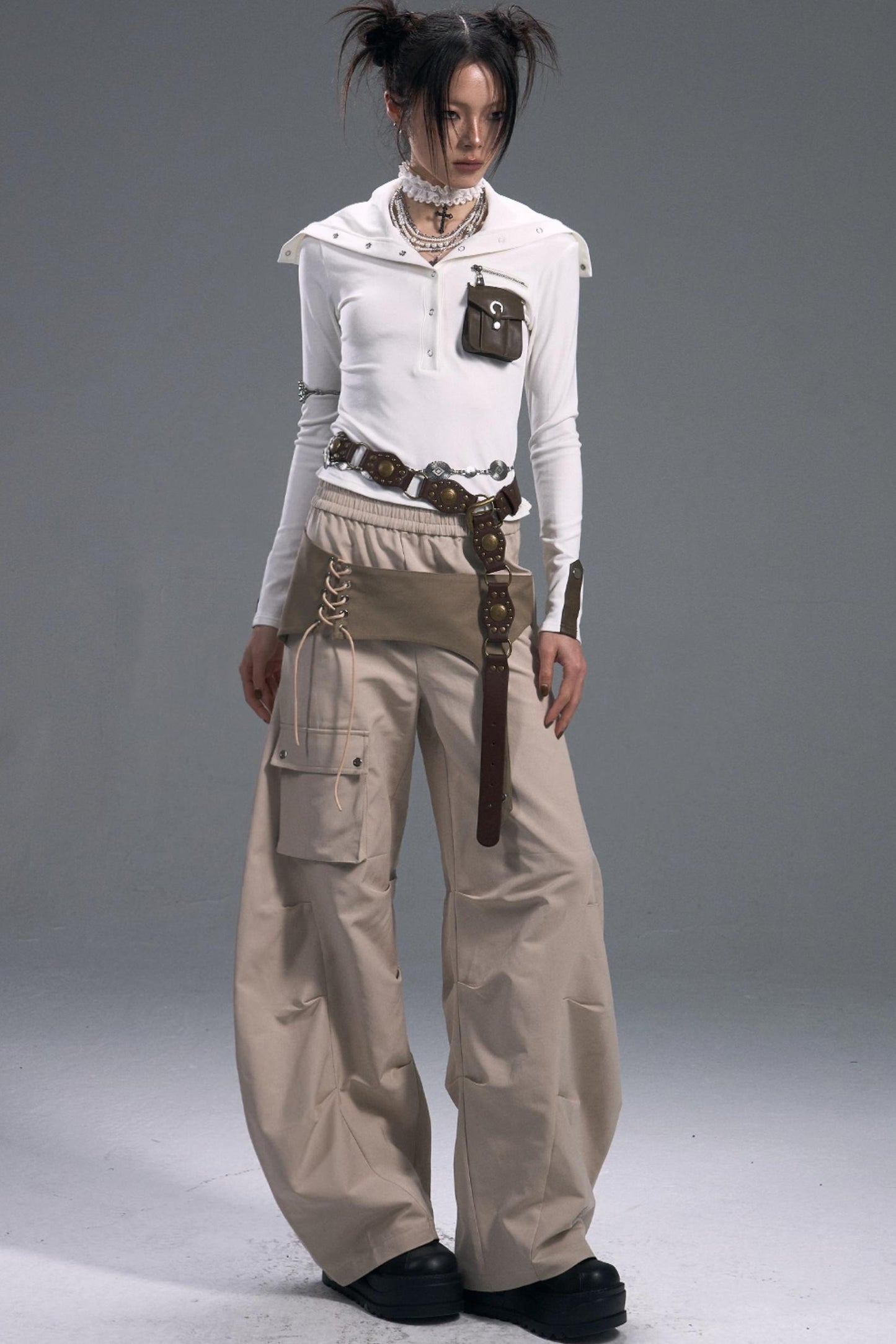 Vintage Lace-Up Cargo Pants