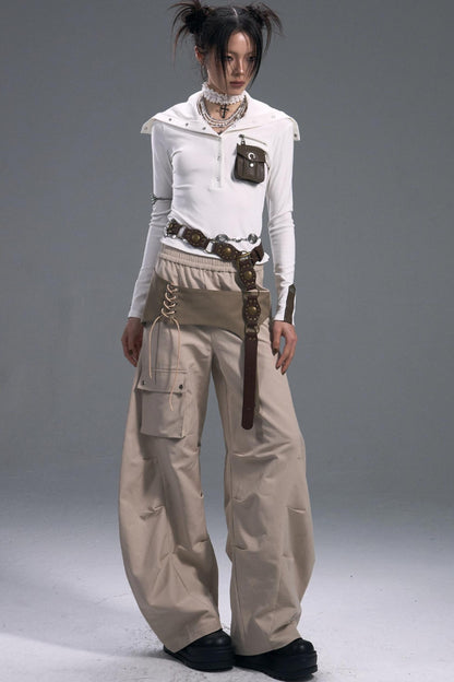 Vintage Lace-Up Cargo Pants