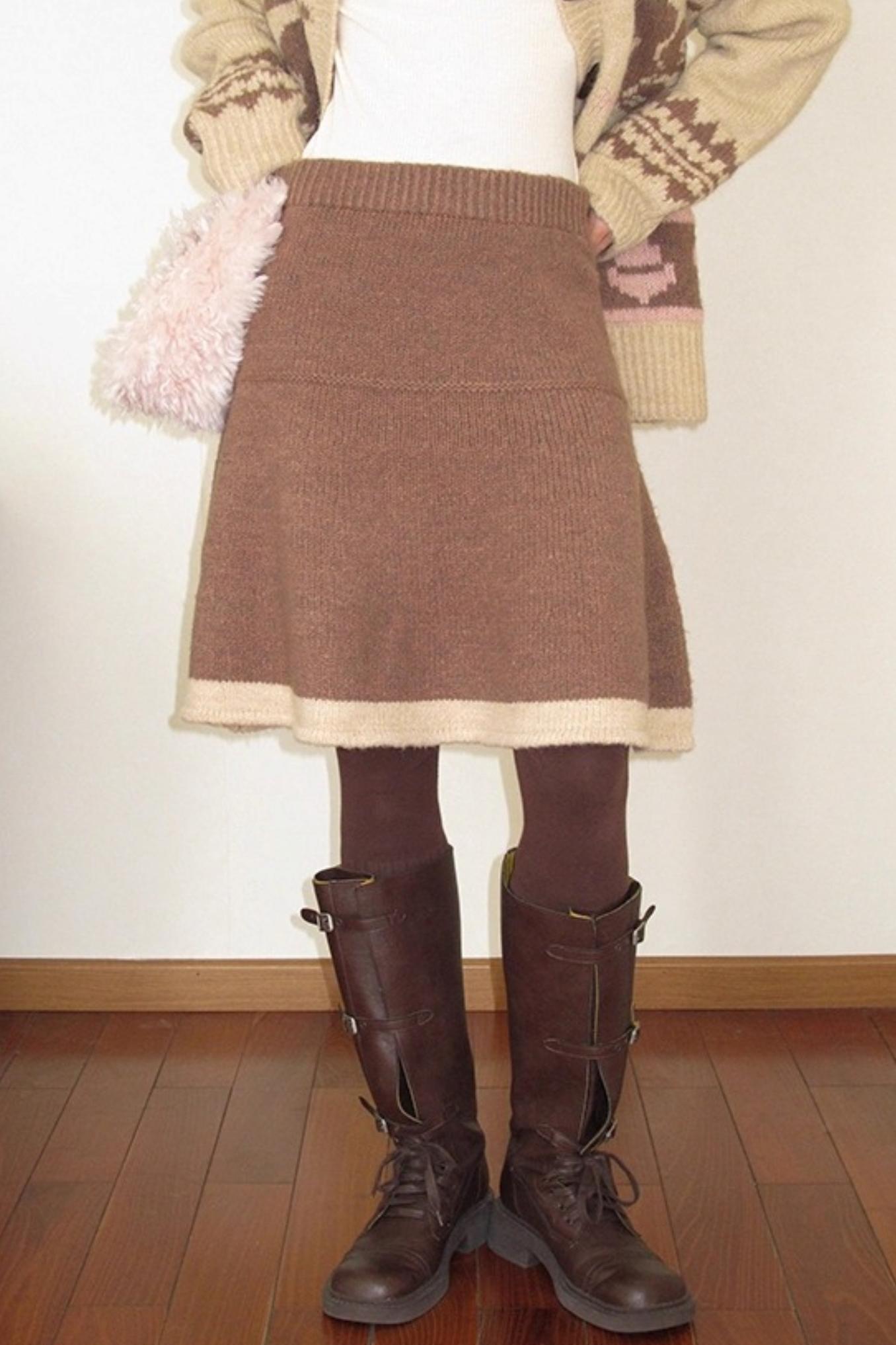 Pinecone Velvet Jacquard Sweater Skirt Set