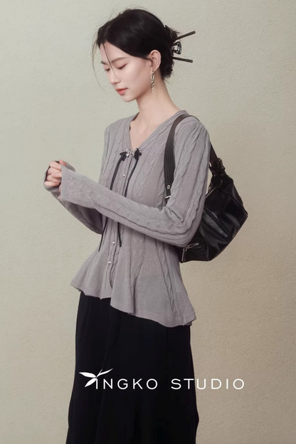 Ingko Cloud Gray Knit Cardigan