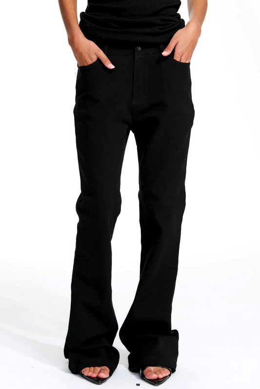 Black Slim-Fit Bootcut Pants