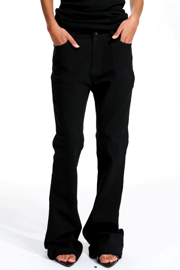 Black Slim-Fit Bootcut Pants