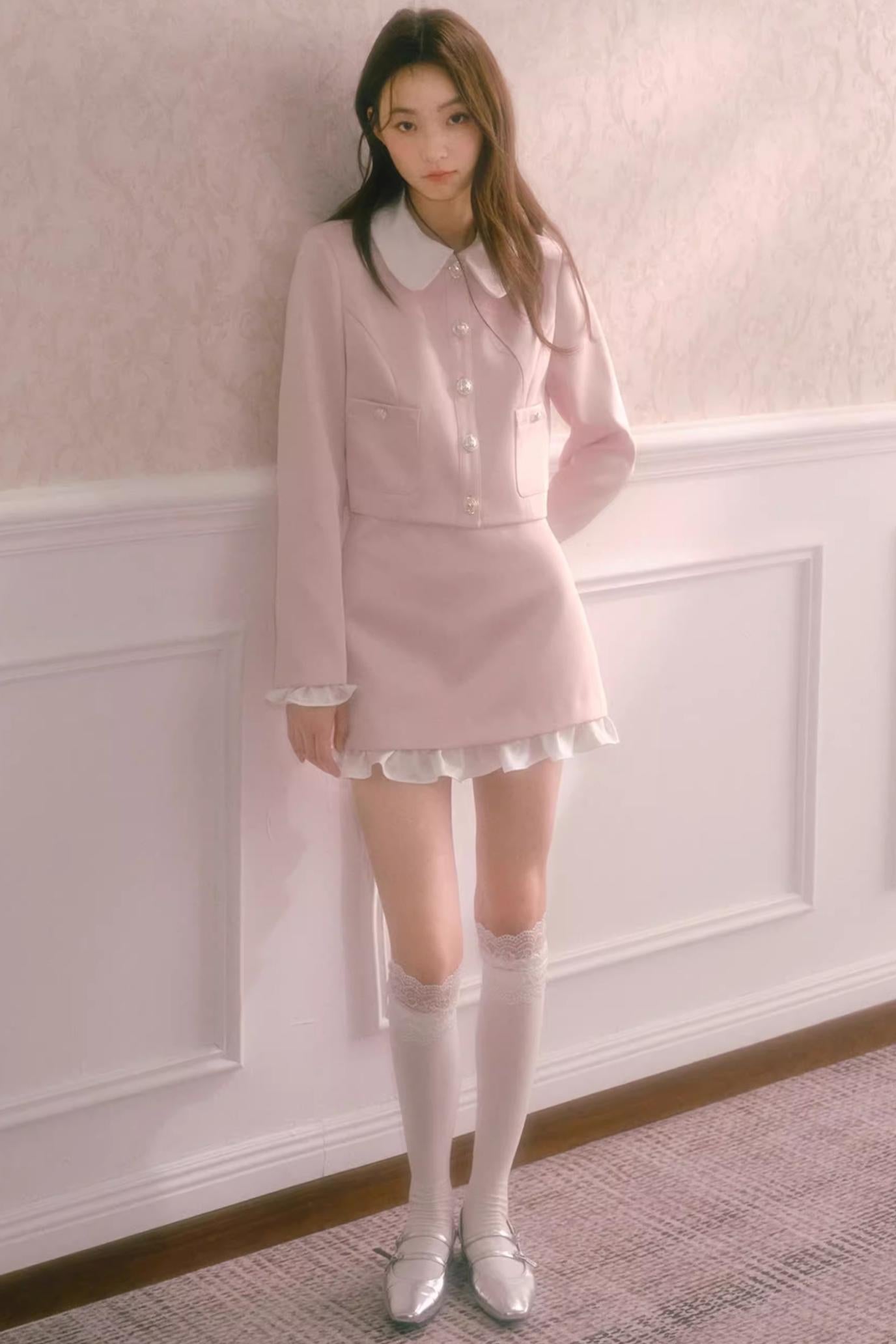 Autumn Collar Short Suit Skirt Set-Up