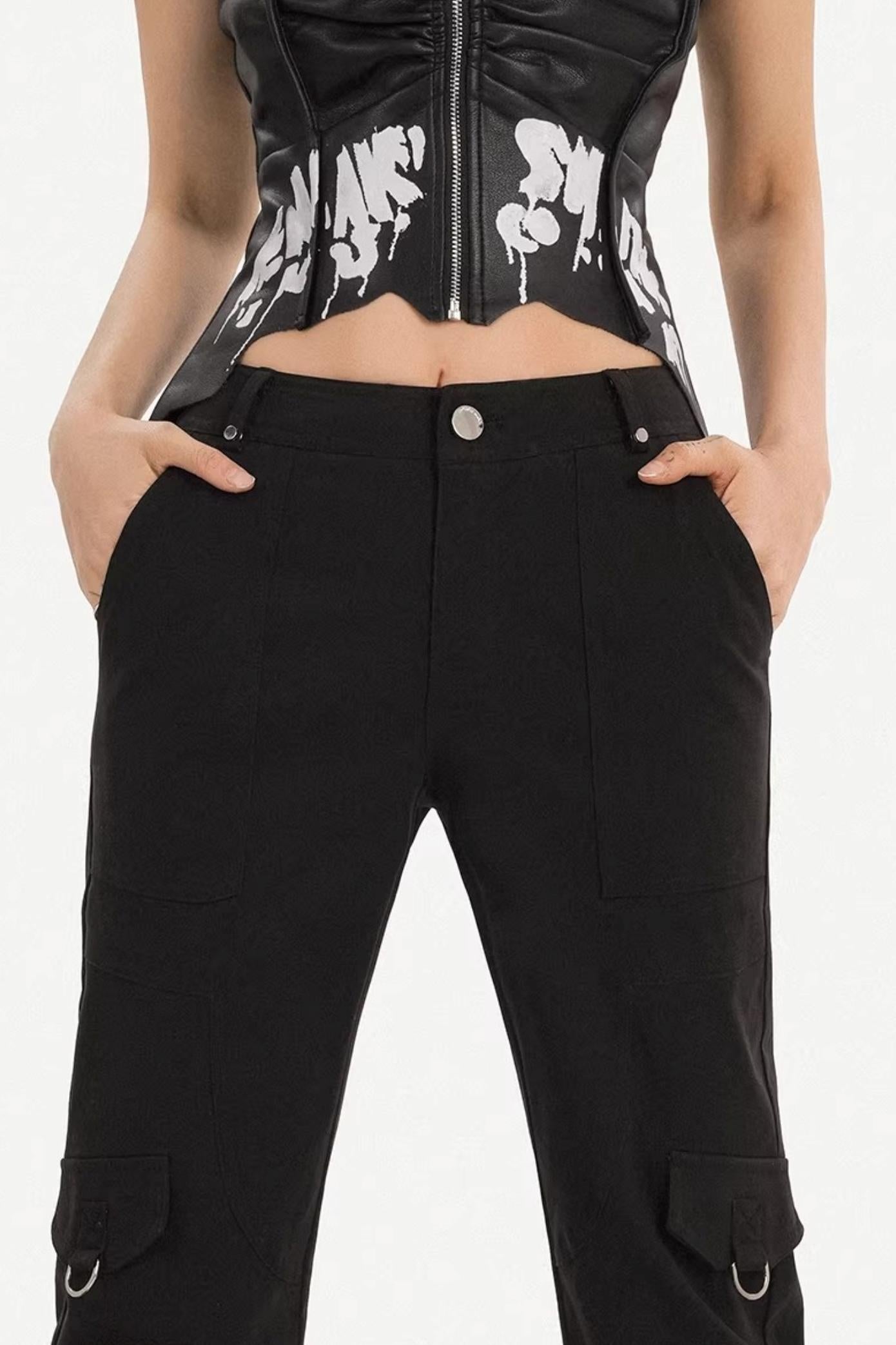 Retro Black Flared Pants