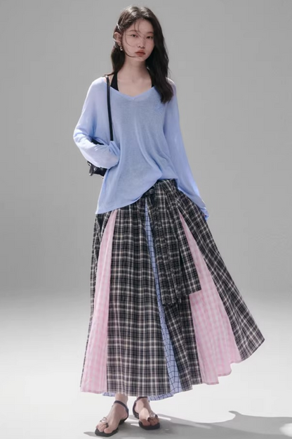 Retro Plaid A-Line Skirt