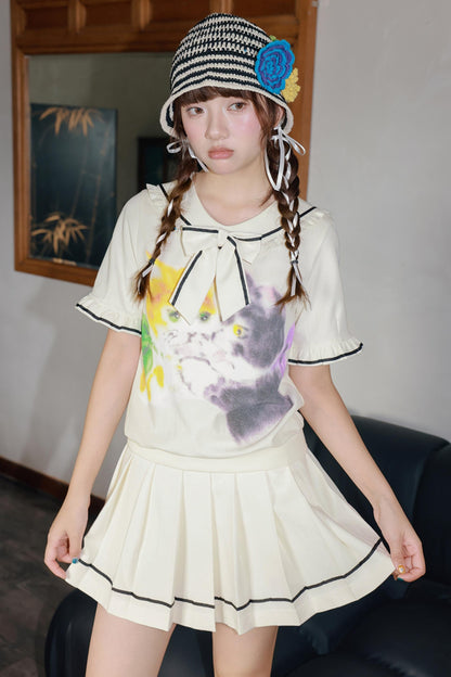 Kitten Print Sporty Style Suit Set-Up