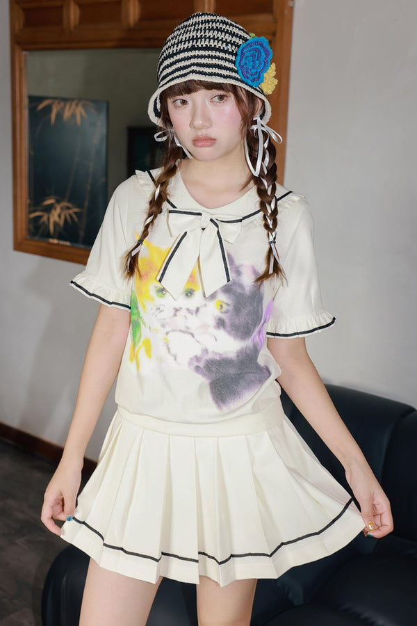 Kitten Print Sporty Style Suit Set-Up