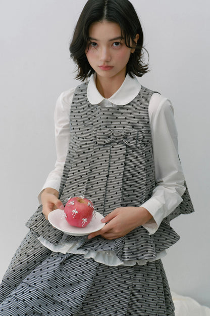 Plaid Flower Puffy Skirt Set-Up