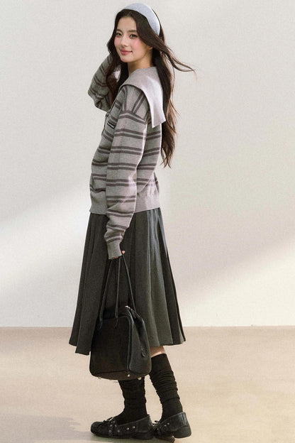 Striped Basic Cardigan Sweater