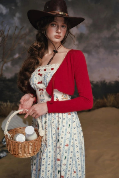 Pastoral Striped Dress Set-Up