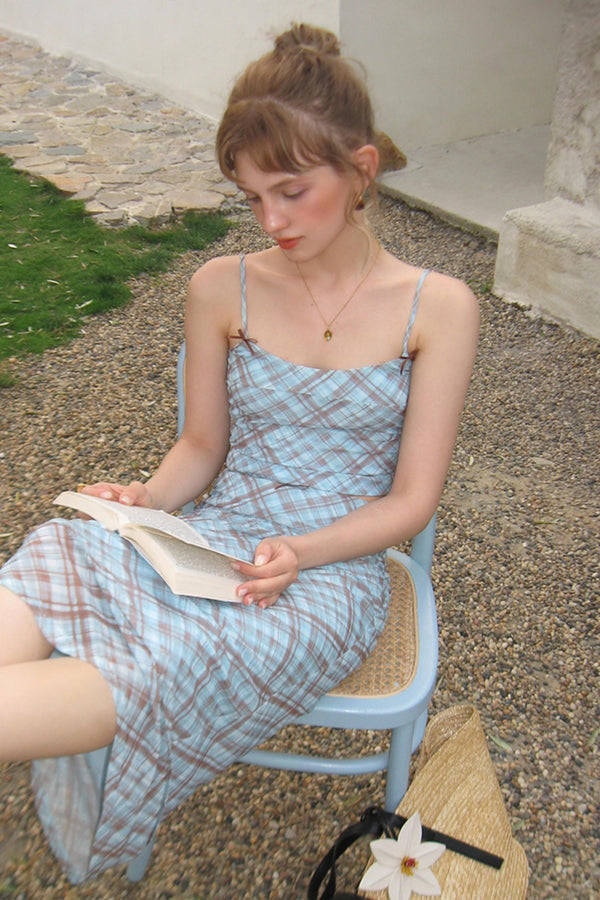 Vintage Checked Camisole Maxi Skirt Set-Up