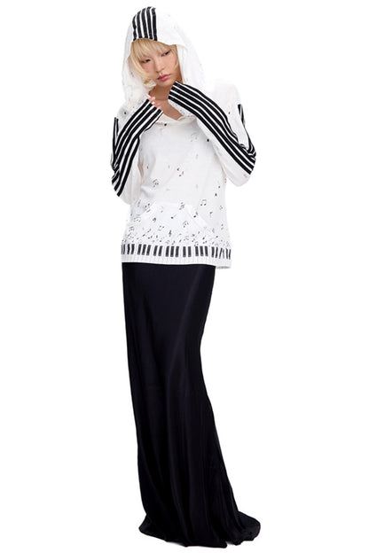 Piano Note Print Long-Sleeved Top